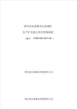 42生产矿井独立项目管理制度