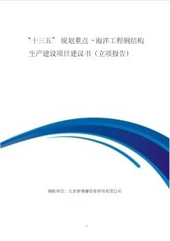 “十三五”规划重点-海洋工程钢结构生产建设项目建议书(立项报告)