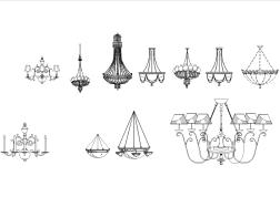 【CAD图纸】装饰装修立面设计图-吊灯(精美图例)