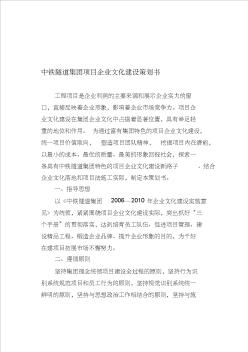 中铁隧道集团项目企业文化建设策划书