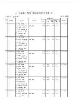 分部分项工程量清单综合单价分析表 (2)