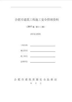 合肥市建筑工程施工安全管理资料(第十三册-消防安全管理)WORD