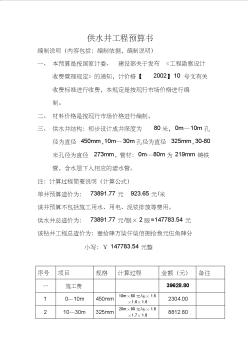 水井工程預(yù)算書