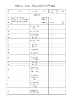 給排水電氣工程竣工驗收資料明細表