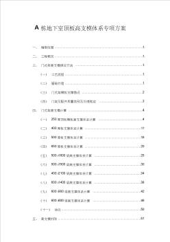 地下室顶板高支模体系专项方案