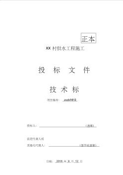 最新XX村供水工程施工技术标施工组织设计