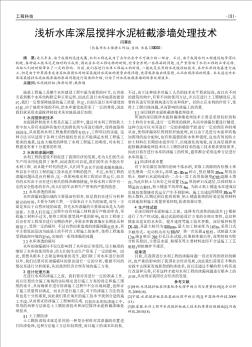 淺析水庫深層攪拌水泥樁截滲墻處理技術(shù)