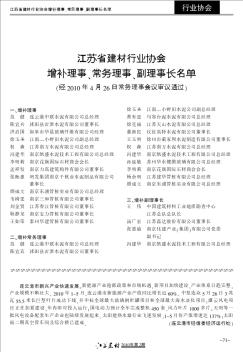 江苏省建材行业协会增补理事、常务理事、副理事长名单