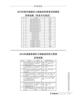 2015年度國家建材工程建設(shè)優(yōu)質(zhì)工程獎評審結(jié)果