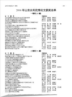 2006年山東水利優(yōu)秀論文獲獎名單