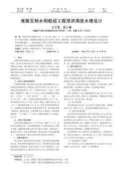 肯斯瓦特水利樞紐工程泄洪洞進水塔設計