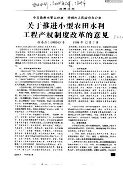 关于推进小型农田水利工程产权制度改革的意义