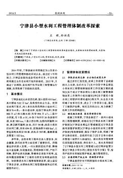 宁津县小型水利工程管理体制改革探索  
