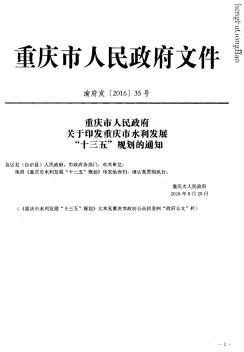 重庆市人民政府关于印发重庆市水利发展“十三五”规划的通知
