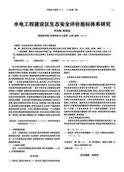 水電工程建設(shè)區(qū)生態(tài)安全評價(jià)指標(biāo)體系研究