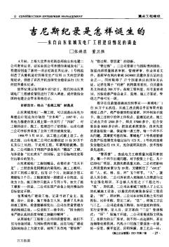 吉尼斯纪录是怎样诞生的--来自山东莱城发电厂工程建设情况的调查