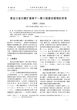 黑龙江省引嫩扩建骨干一期工程建设管理的思考