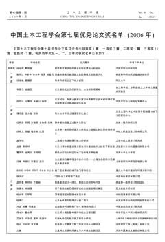 中國土木工程學(xué)會(huì)第七屆優(yōu)秀論文獎(jiǎng)名單(2006年)