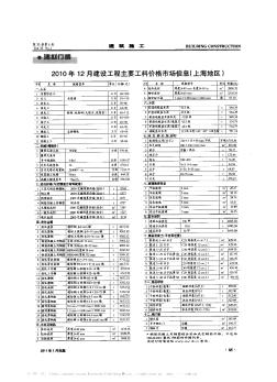 2010年12月建设工程主要工料价格市场信息(上海地区)