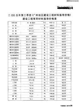 二ОО五年第二季度《广州地区建设工程材料指导价格》建设工程常用材料指导价格表