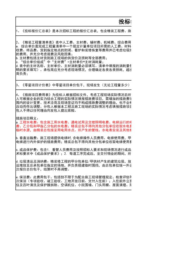 房地产公司标准清单-精装标准清单