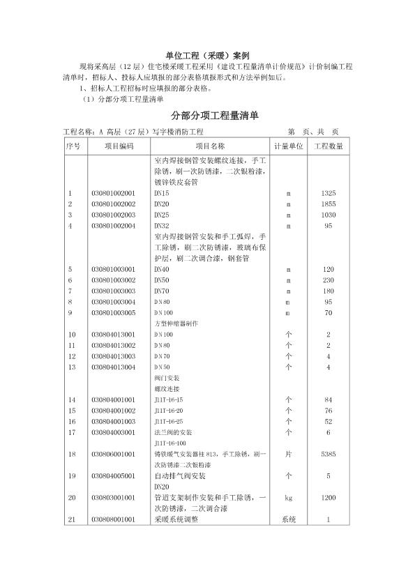 安装计价-水暖清单计价案例