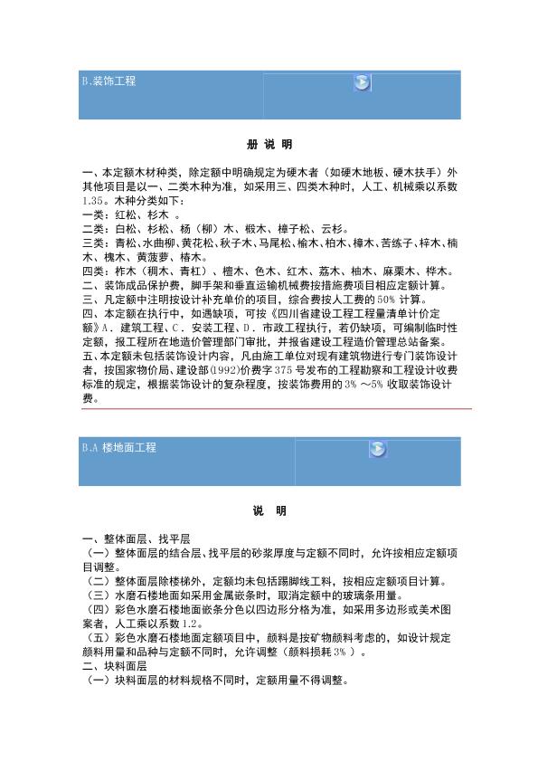 2009年四川省建设工程工程量清单计价定额——装饰工程
