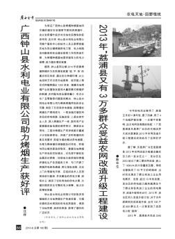广西钟山县水利电业有限公司助力烤烟生产获好评