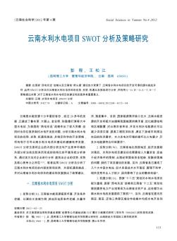 云南水利水電項(xiàng)目SWOT分析及策略研究