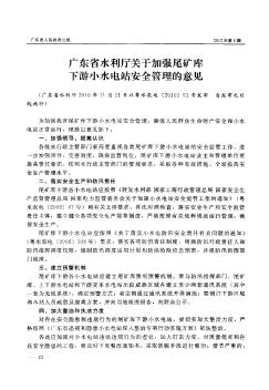广东省水利厅关于加强尾矿库下游小水电站安全管理的意见