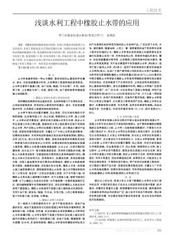 浅谈水利工程中橡胶止水带的应用
