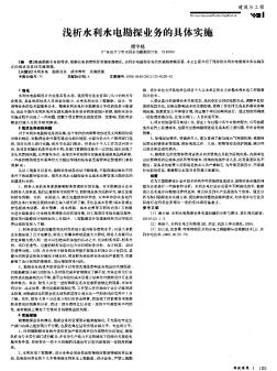 浅析水利水电勘探业务的具体实施