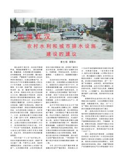 加强武汉农村水利和城市排水设施建设的建议