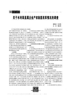 关于水利局直属企业产权制度改革情况的调查