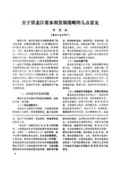 关于黑龙江省水利发展战略的几点意见