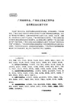 廣西水利學(xué)會(huì)、廣西水力發(fā)電工程學(xué)會(huì)會(huì)員聯(lián)誼會(huì)在南寧召開