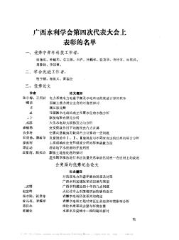 广西水利学会第四次代表大会上表彰的名单