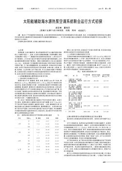 太陽能輔助海水源熱泵空調(diào)系統(tǒng)聯(lián)合運行方式初探