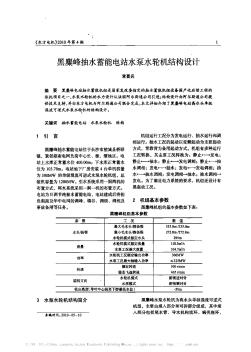 黑麇峰抽水蓄能电站水泵水轮机结构设计