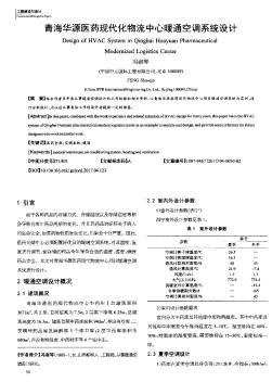 青海华源医药现代化物流中心暖通空调系统设计