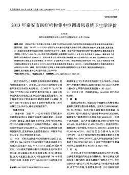 2013年泰安市医疗机构集中空调通风系统卫生学评价