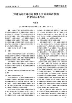 潤滑油對壓縮機(jī)可靠性及對空調(diào)系統(tǒng)性能的影響因素分析