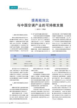 提高能效比与中国空调产业的可持续发展