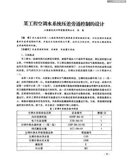 某工程空調(diào)水系統(tǒng)壓差旁通控制的設(shè)計(jì)