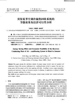 宾馆夏季空调冷凝热回收系统的节能效果及经济可行性分析