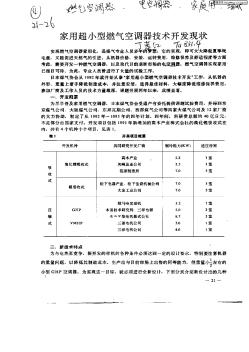 家用超小型燃气空调器技术开发现状