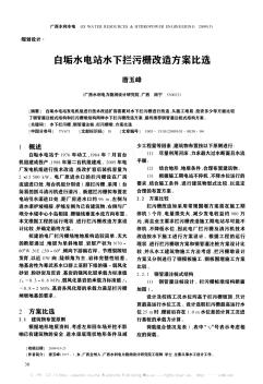 白垢水电站水下拦污栅改造方案比选