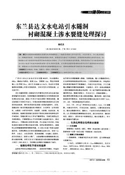 東蘭縣達文水電站引水隧洞襯砌混凝土滲水裂縫處理探討