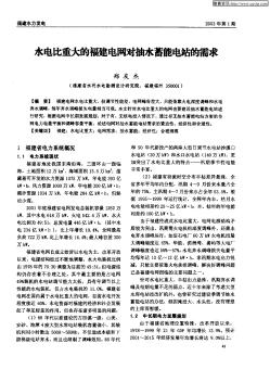 水电比重大的福建电网对抽水蓄能电站的需求