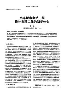 水布埡水電站工程設計監(jiān)理工作的初步體會